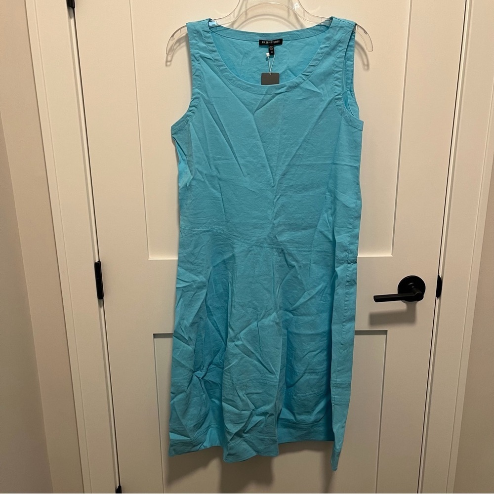 $268 NWT Eileen Fisher XS Lantern Linen Viscose Scoop Neck Dress Sleeveless